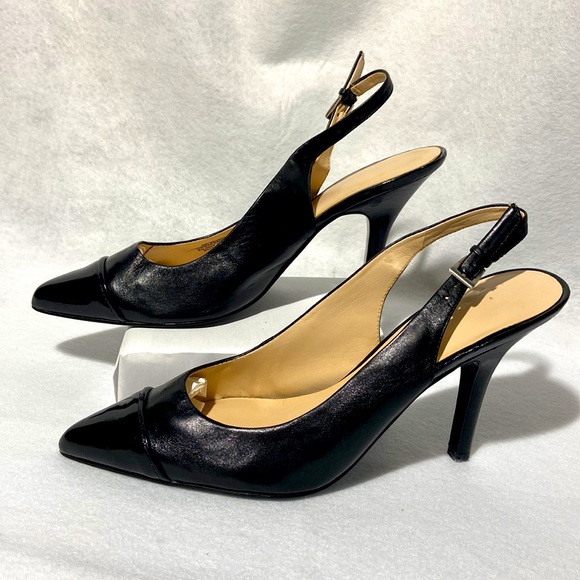 Nine West Leather Sling Back Heels. Size 10M. - Picture 1 of 8